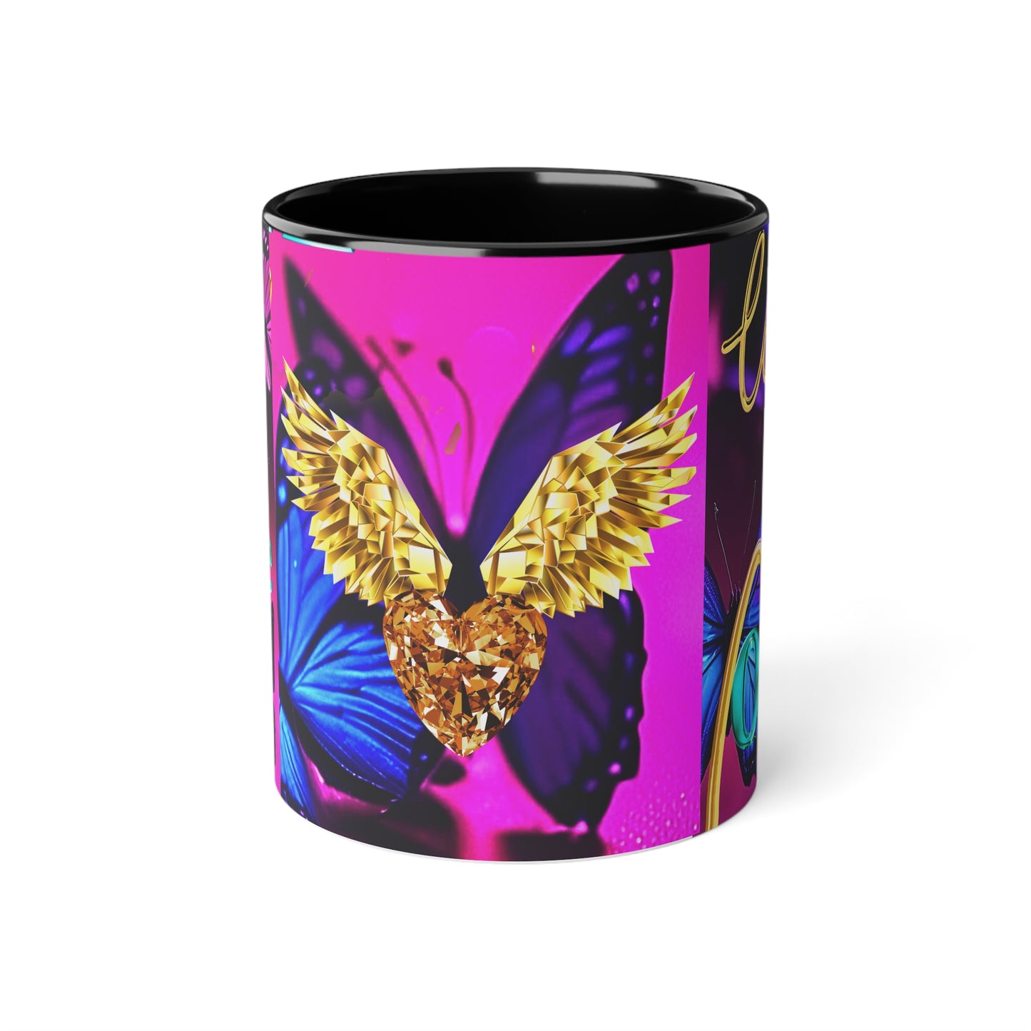 Mug Colourful with Gold Angel Wings and Butterflies