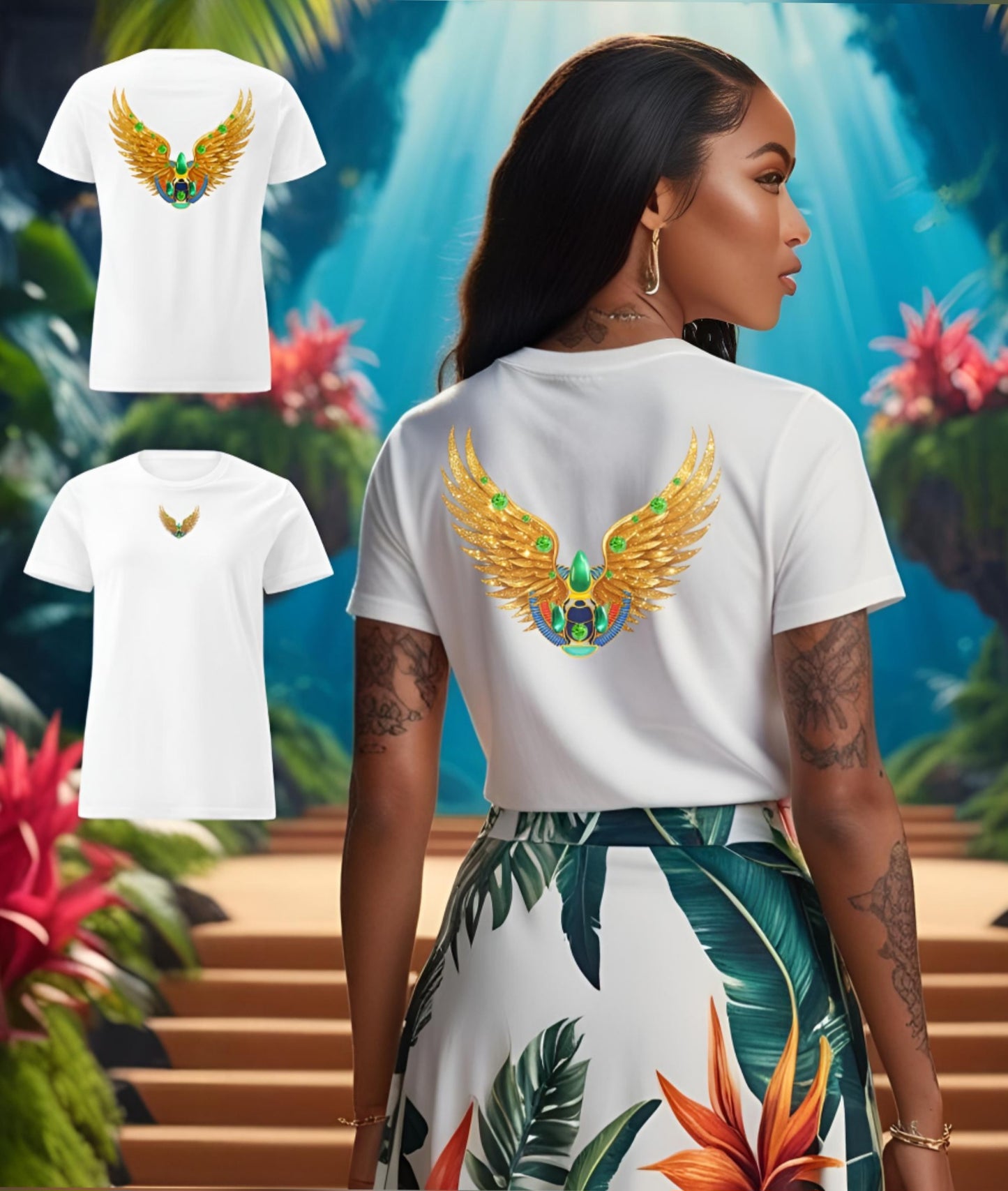 Grote gouden vleugels zacht dames t-shirt